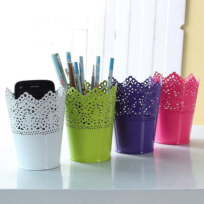 romantische Blume Häkeln Vase Topf Stift machen-hoch Pinsel Lagerung Halfter fallen Bleistift Tasse Schreibwaren Container-Heimat-Dekoration