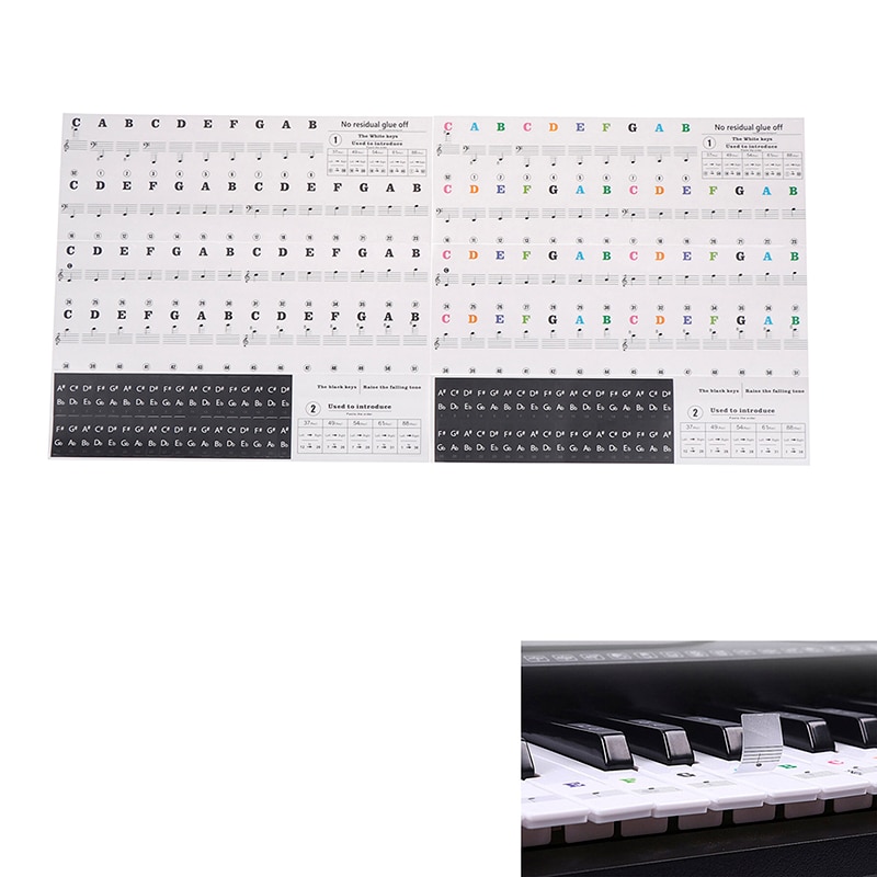Neue 49 54 61 88 Tasten Elektronische Klavier Tastatur Klang Name Aufkleber Schlüssel Aufkleber Klavier stechen Musik Aufkleber Etikett Hinweis aufkleber