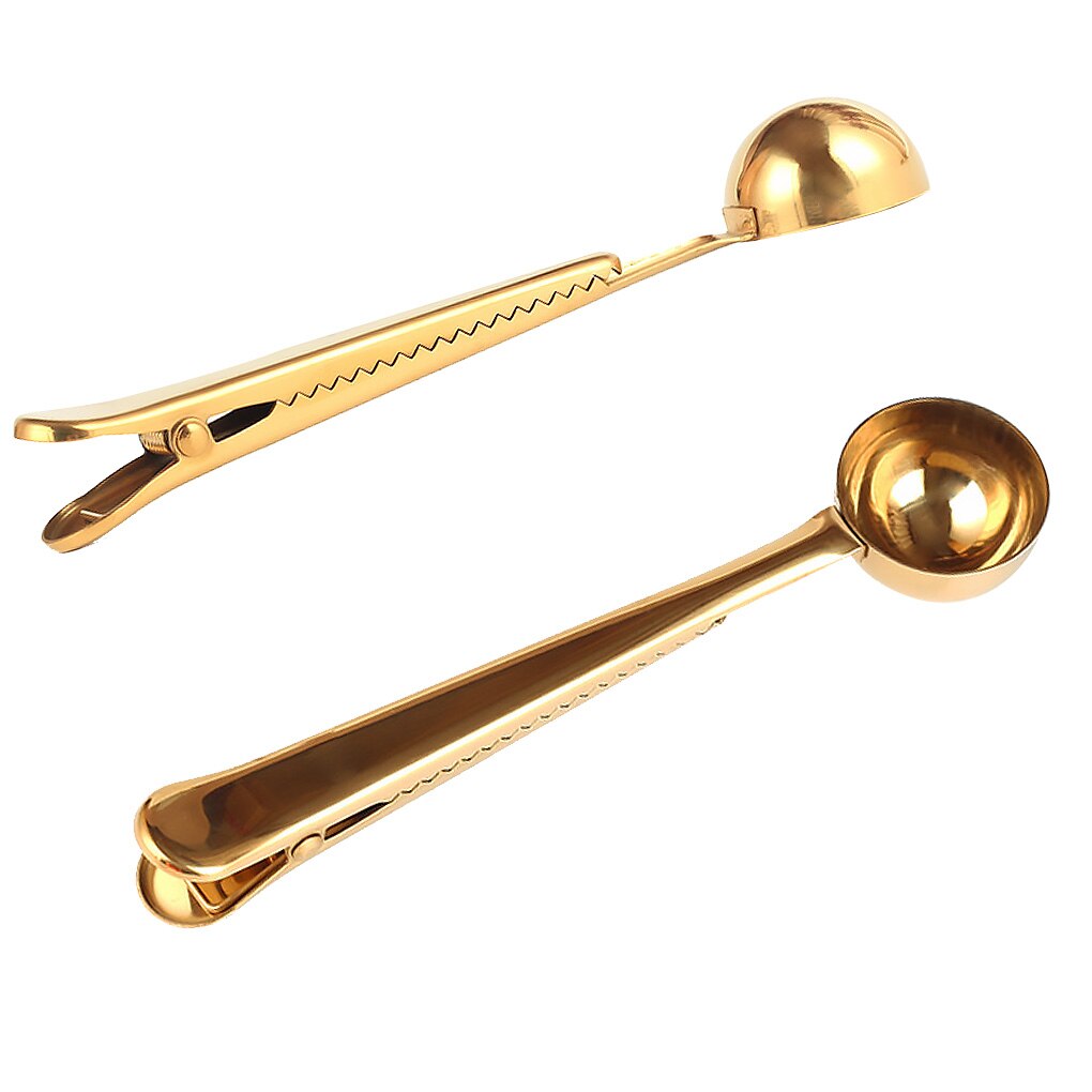 2in-1 Kaffee Löffel Edelstahl Kaffee Scoop Kaffee Zubehör Lange Griff Sauerei Tee Löffel Lebensmittel Tasche Versiegelung Multifunktions