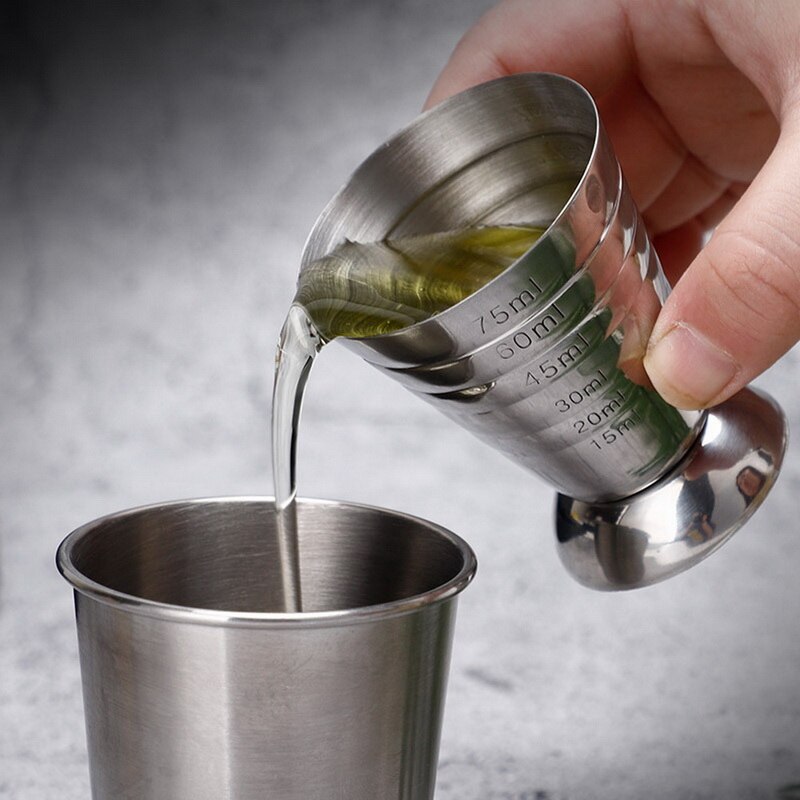 Unze Jigger Bar Cocktail Getränk Rührgerät Schnaps Messbecher 75ml Sauerei Erschossen Tasse Edelstahl Mojito Vermesser Kaffee Becher #9