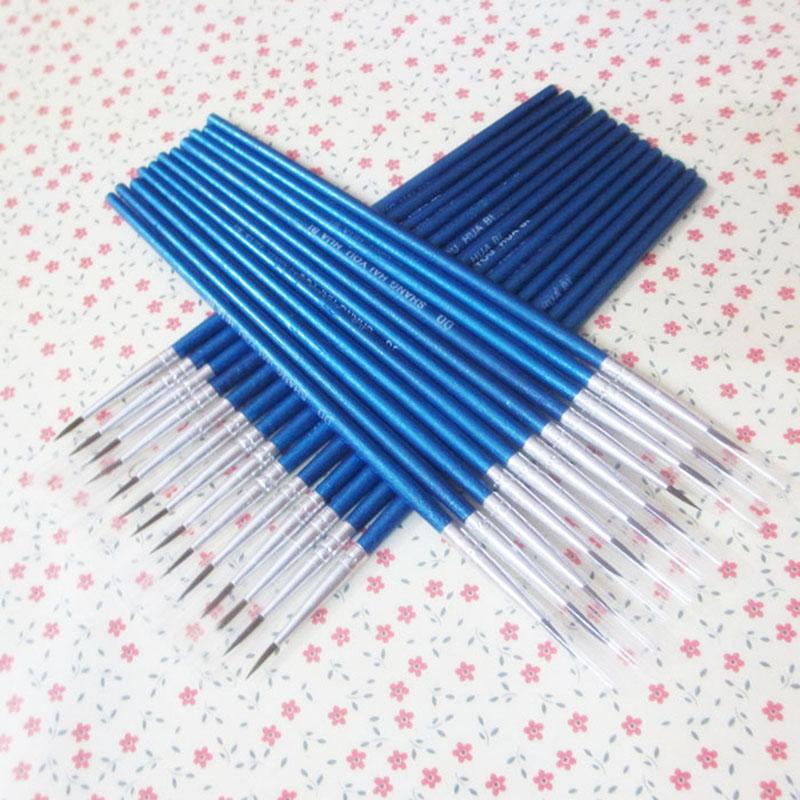 10 Teile/satz Feine Hand-gemalt Dünne Haken Linie Stift Blau Taktstock Zeichnung Kunst Stift Pinsel Kunst Liefert Nylon pinsel Spezielle Bieten