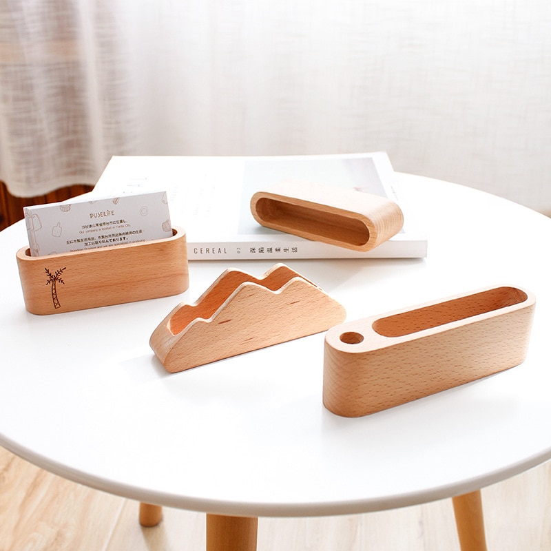 Holz Visitenkarte Halfter Büro rezeption Schreibtisch Cardcase Visitenkarte Lagerung Kasten