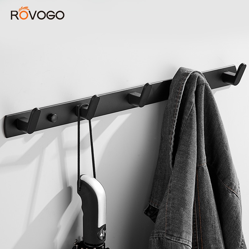 ROVOGO Mantel Gestell mit 3/4/5/6 Haken Zauberstab Montiert, metall Mantel Haken Schiene für Mantel Hütte Handtuch Geldbörse Roben Schlecht Eingangsbereich