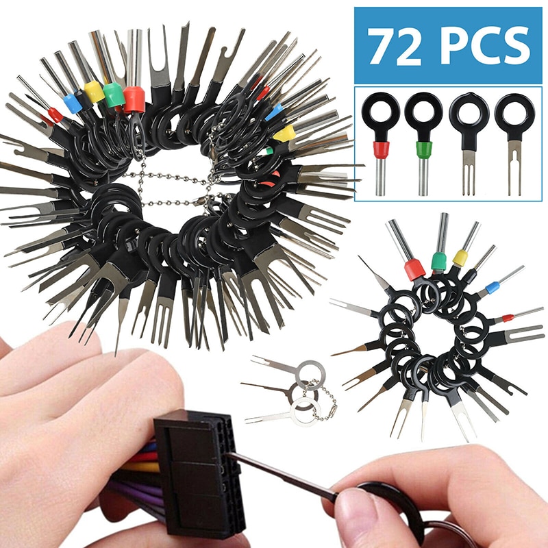 72Stck Draht Terminal Entfernung Werkzeug Auto Elektrische Verdrahtung crimpen Stecker Stift Bausatz Reparatur Werkzeug Zubehör Auszieher Abzieher Terminal