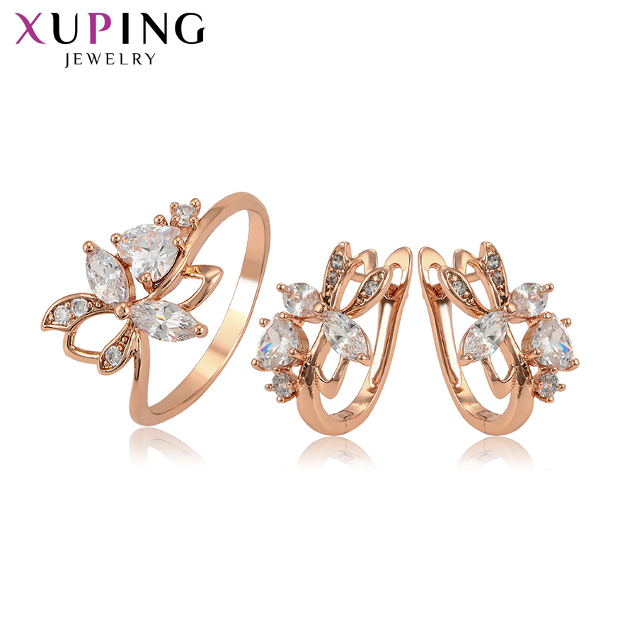 Xuping Schmuck setzt Rose Gold-farbe Überzogen Elegante Damen Schmuck für Frauen valentinstag 65254