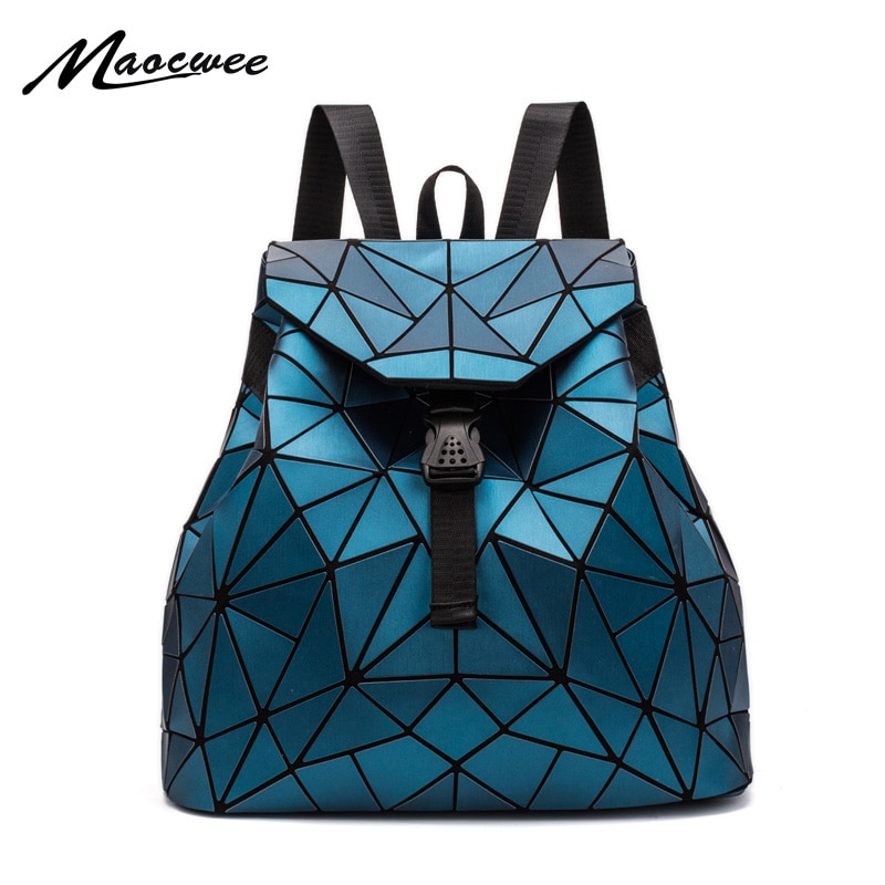 geometrische Rucksack Frauen Schulter Taschen Für Frauen Falten Rucksäcke Schwarz Schüler Schule Taschen Hologramm Rucksack Tasche mochila