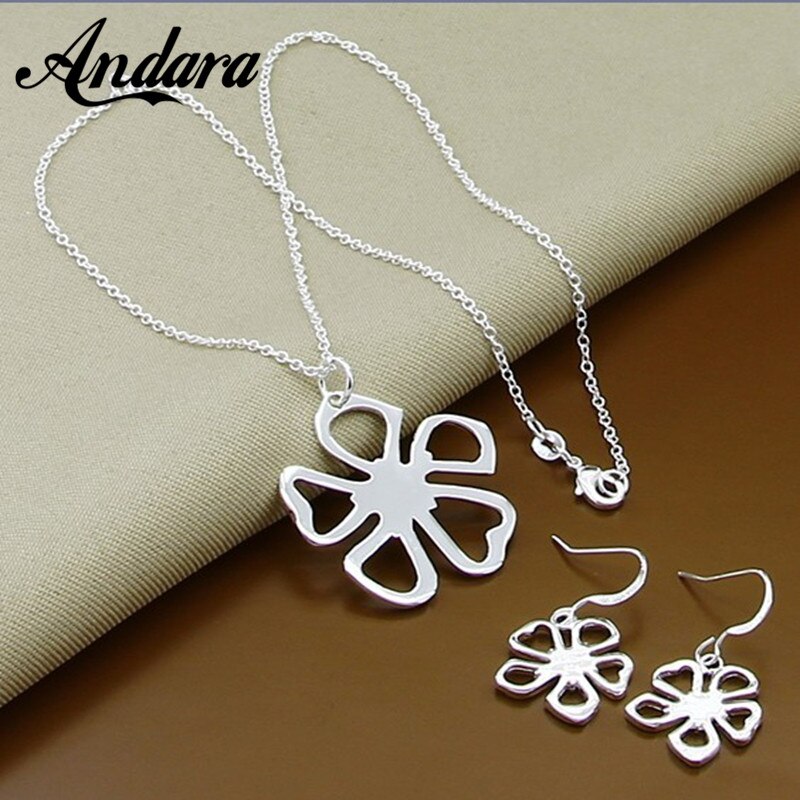 Schmuck setzt 925 Sterling Silber Pflanze Blume Anhänger Halskette/Ohrringe Für Frauen Edlen Schmuck