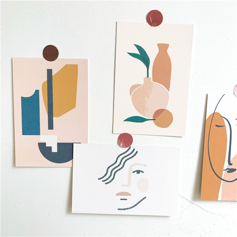 5Pc einstellen eins Einfache Abstrakte Kunst dekoration Vase kunst tapete Postkarte Kleine Poster DIY Hintergrund Zauberstab Kreative Schreibwaren