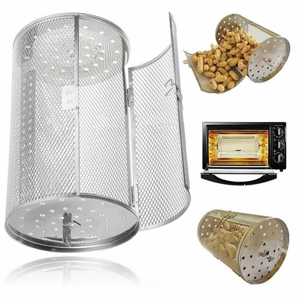 Edelstahl Grill Ofen Röster Wäschetrockner Erdnuss Bohnen Korb BBQ Rotisserie Edelstahl BBQ Grill Körbe Rotisserie Trommel