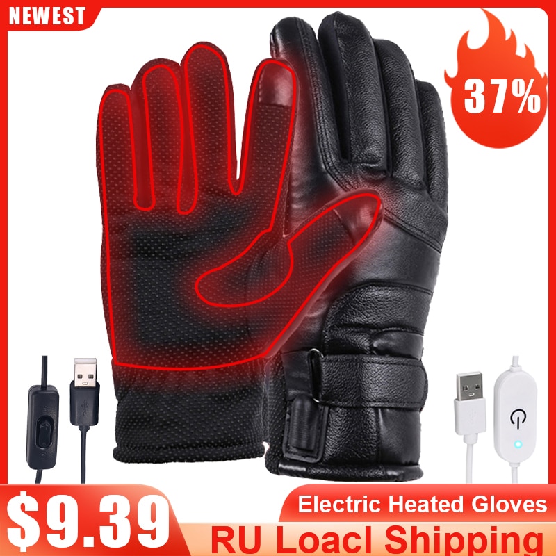 Motorrad Elektrische Beheizte Handschuhe Winddicht Für Radfahren Skifahren Winter Warme Heizung Handschuhe USB angetrieben Für Männer Frauen Sport Ski