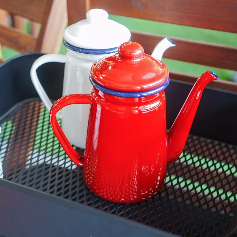 1,1 L Emaille Kaffee Topf Hand Tee Wasserkocher Induktion Herde Gasherd Universal- rot