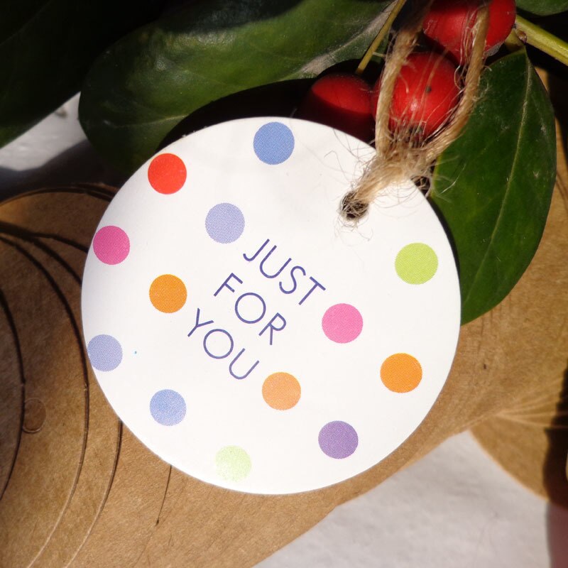 100 stücke Runde Nur Für mit Bunte Punkte Sie Lesezeichen Papier Stichworte Hängen Schild Kraft Papier Karten Etikett DIY dia.4cm