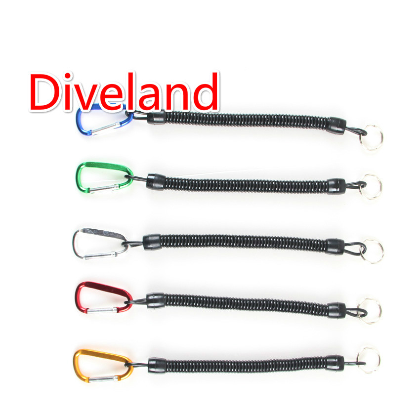 10 teile/los Tauchen Tauchen Anti-Verloren Frühling Spule Schlüsselband mit Aluminium Legierung Karabiner bunte keychain sicher sperren karabiner