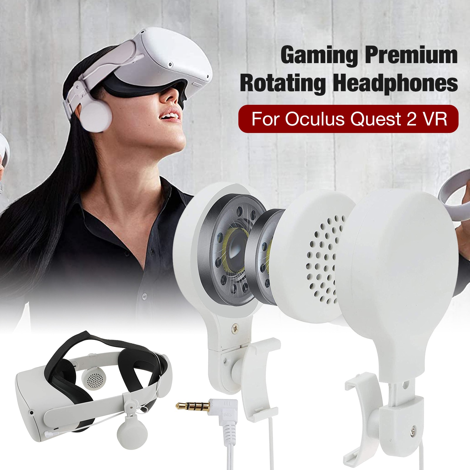 Für Oculus Suche 2 VR Einstellbare verdrahtet Kopfhörer Kopfhörer Weiß Spielen Headset Prämie Rotierenden Kopfhörer Für VR Zubehör