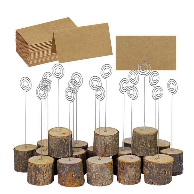 24Stck/2 Kasten Ungiftig Kreide 6-Farbe Waschbar & 10Stck Holz Stumpf Name Ort Karte Stehen Gestell Tabelle Anzahl Karte Clip