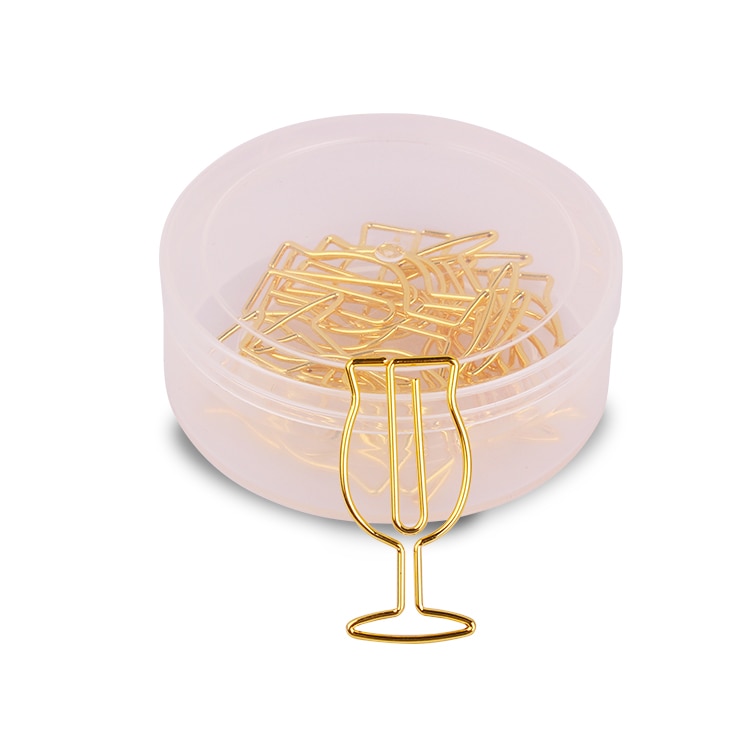 Goldene Wein Tasse bilden SchöNe Schreibwaren Clip Lesezeichen Shool Stationäbetreffend Büro Clip Büroklammern Metall Papier Clips Gold Papier Clips