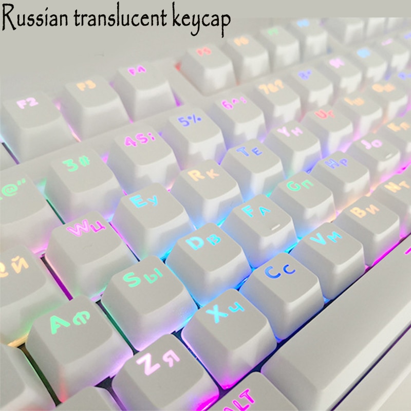 Spielen tastenkappen Mechanische tastatur kappe Schlüssel 104 Schlüssel Transluzenten Hintergrundbeleuchtung Tastenkappen Russische/Koreanische Schlüssel Kappe Schalter, weiß & Schwarz