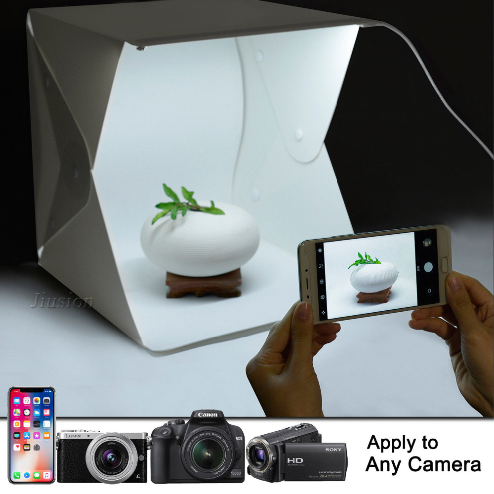 Mini Falten LED Licht Kasten Fotografie Foto Studio Weichen Kasten 22*23 LED + Beleuchtung Zelt Zimmer Leuchtkasten Zubehör für DSLR Kamera