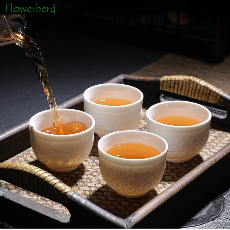 Schafe Fett Jade Weiß Porzellan Keramik Meister Tasse Teegeschirr Einzigen Tasse Herz Sutra Tasse Drachen Phönix Tee Tasse Tee Tasse Tee Schüssel