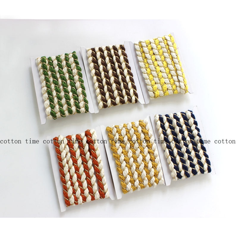 6Meter Goldene flechten Seil 1,5 cm Baumwolle Gemischt seil Verdreht Baumwolle Schnübetreffend Jacke trimmen Handwerk Dekor Seile NäHenne Zubehör