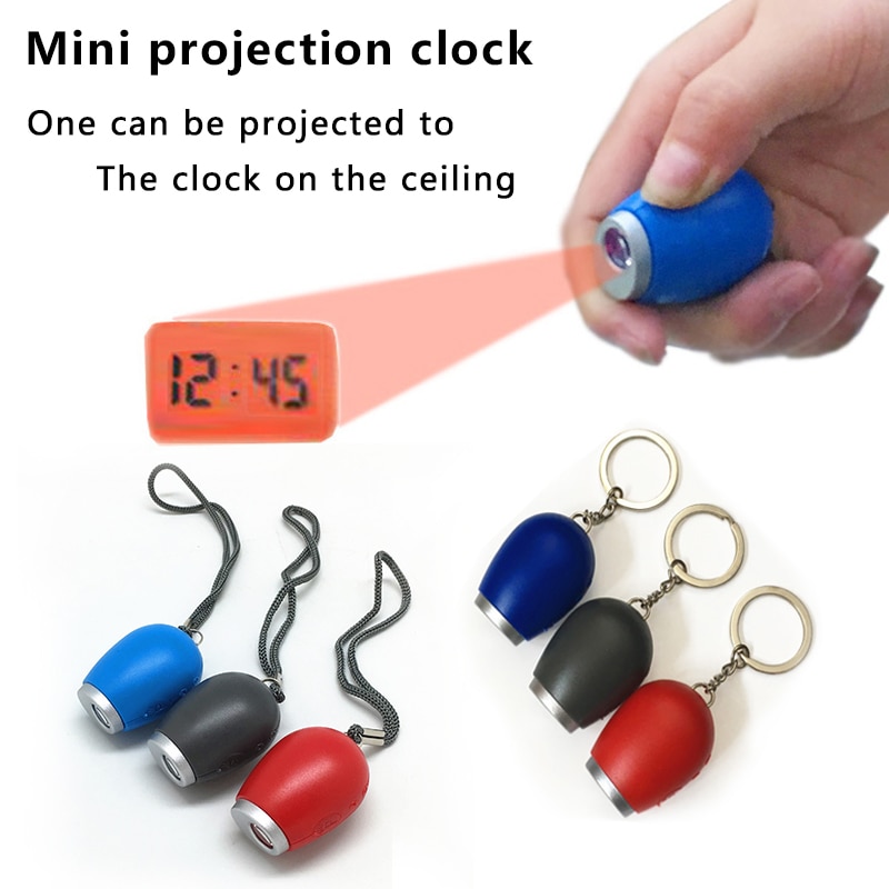 Mini Digitale Projektion Uhr Tragbare LED Zauberstab Decke Zeit Projektion Uhr Magie Nacht Licht Elektronische Uhr schlüssel kette Dekor