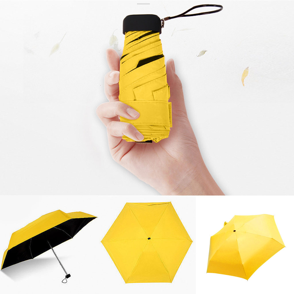 Mini Falten Regenschirm Flache Leichte Regenschirm Sonnenschirm Sonnenschirm Tragbare Tasche Regenschirm Männer Frau Paar Kunststoff Regenschirm