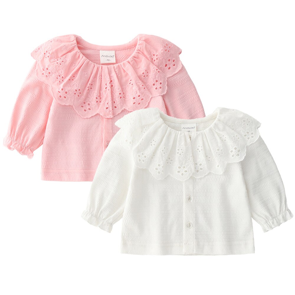 neue Geboren Baby Mädchen Lange Ärmeln Kleidung Baby Mädchen Rosa Baumwolle Spitzen 3-18m freundlicher Mädchen Spitze kleidung Frühling Herbst Shirt