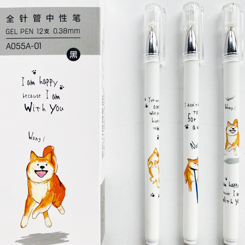2 teile/los Kawaii Nette Hund Shiba Inu Gel Stift Rollerball Stift Schule Bürobedarf Schüler Schreibwaren 0,38mm Schwarz Tinte