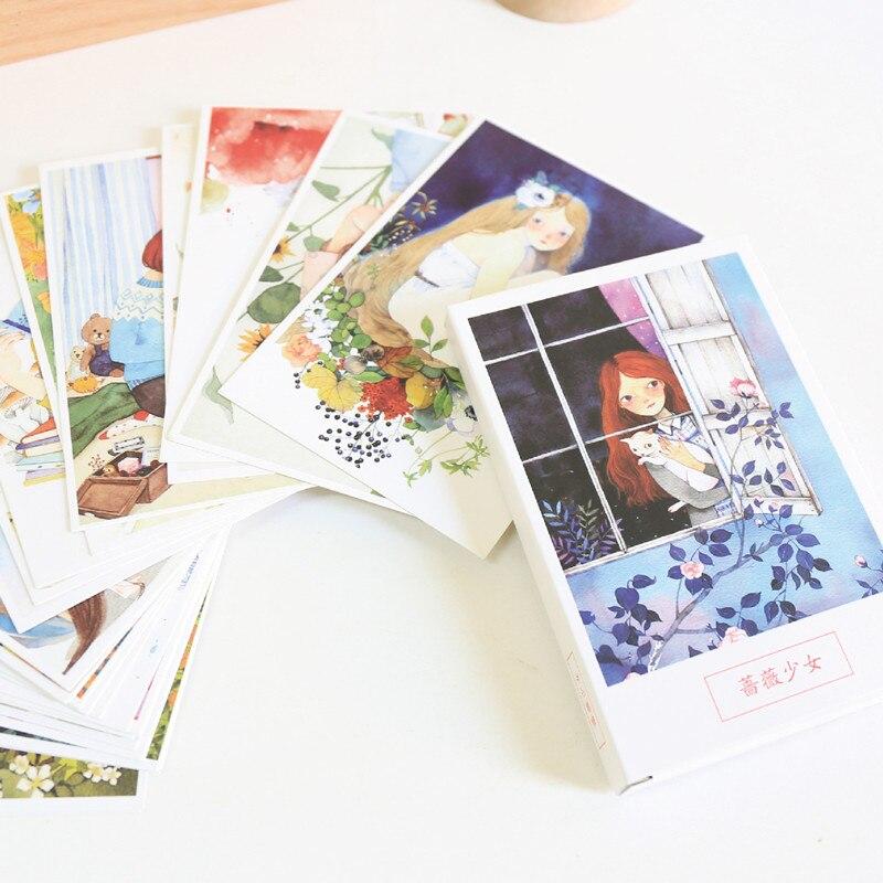30 Teile/satz Blume und Mädchen Postkarte Lesezeichen Gruß Karte Buisness Karte Karte Post Karten