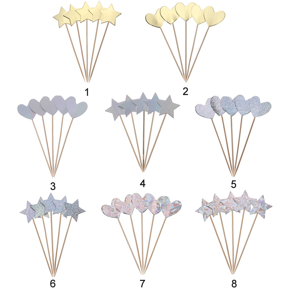 10 stücke SchöNe funkeln Cupcake Deckel handgefertigt Herz Stern Deckel Kuchen Dekoration essen wählt Geburtstag Hochzeit Party Dekoration