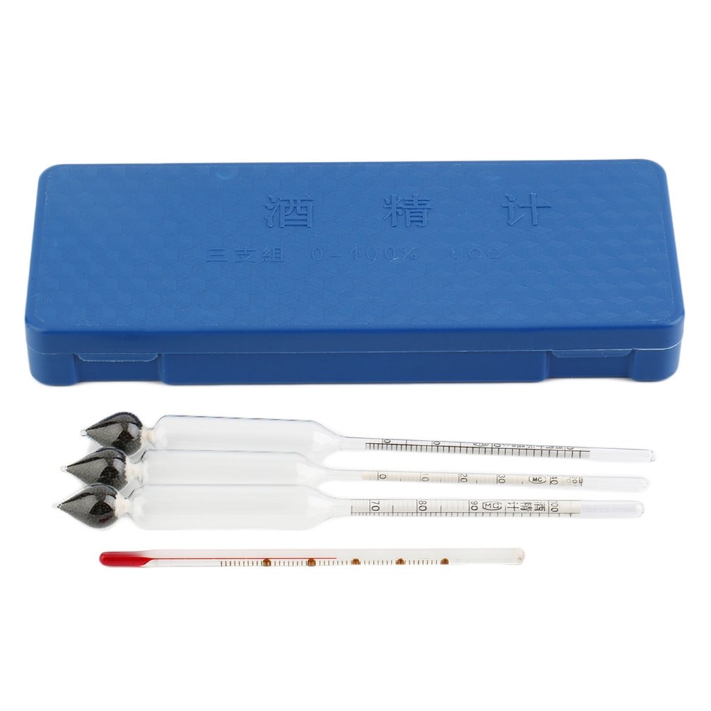 Neue Berufs Messen Alkohol Inhalt 3 Stück Hydrometer Alkohol einstellen Meter 0 zu 100% Alkohol Meter Prüfung + Thermometer