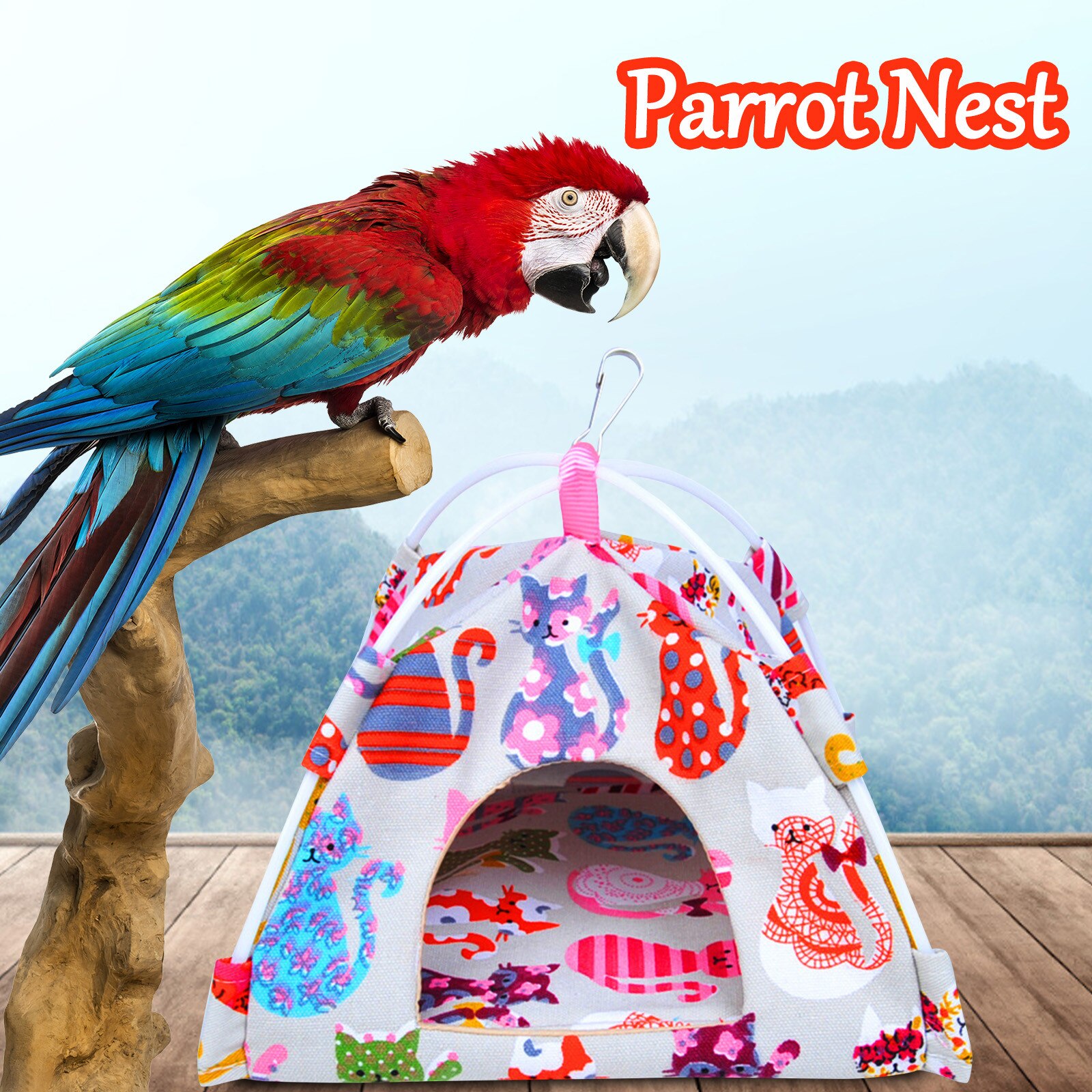 Kleine Ebene Druck Papagei Haustier Hängenden Leinwand Zelt Boden Hängen Vogel Zelt Nest Vogel Nest Garten drinnen Dekoration Käfige Werkzeuge
