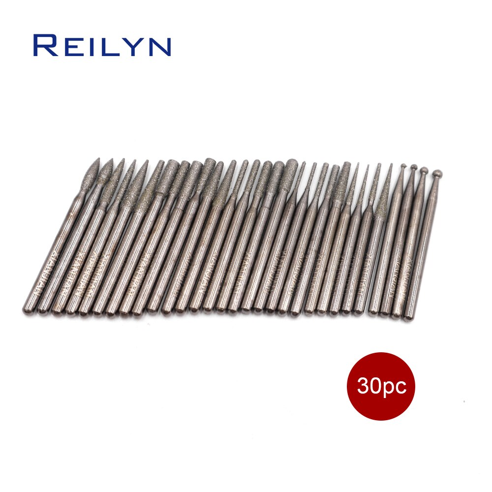 3MM #120 30 Stück Diamant Schleifen Bits Diamant Schleifen Punkt Jade Stein Arbeits Schleifen Bits Zubehör