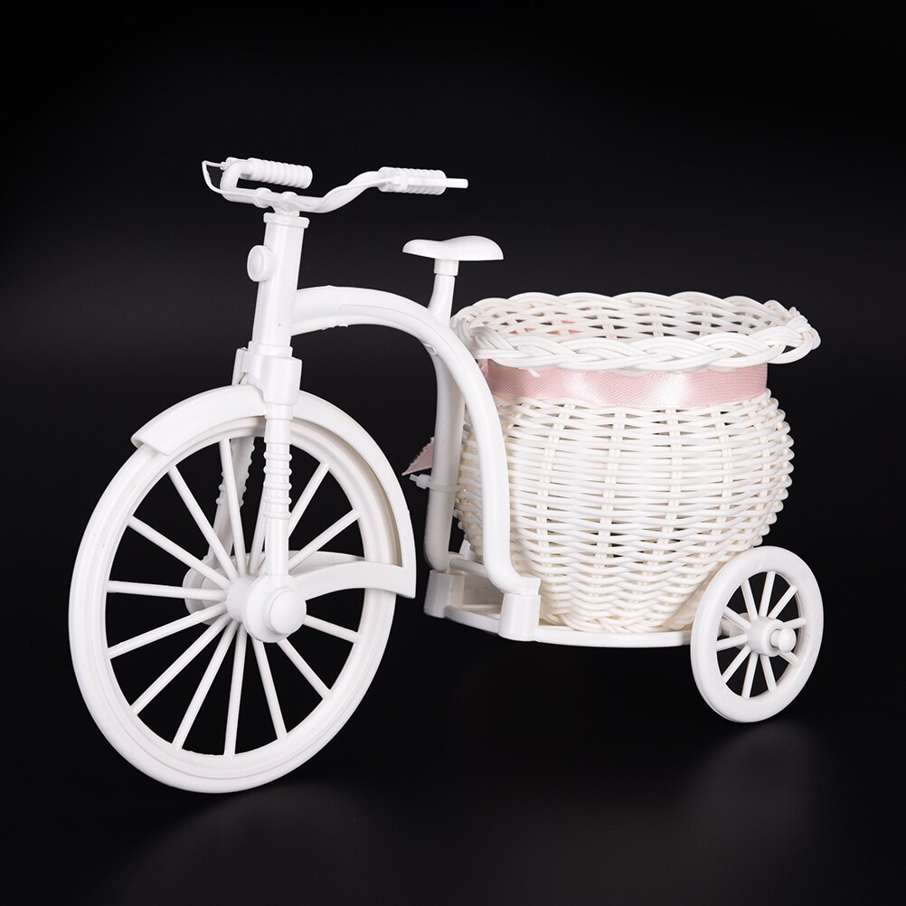 1pc Weiß Dreirad Fahrrad Blume Korb Container Kunststoff Für Blume Pflanze Hause Weddding Dekoration 26*16*12Cm Große Größe