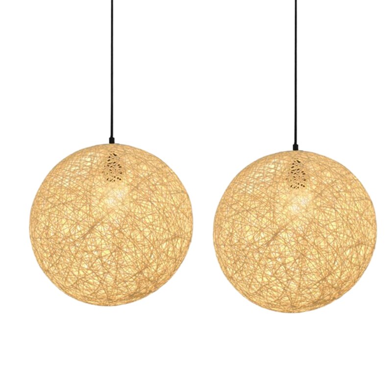 2 Pack Rattan und Hanf Ball Kronleuchter Individuelle Kreativität Sphärische Rattan Nest Lampenschirm