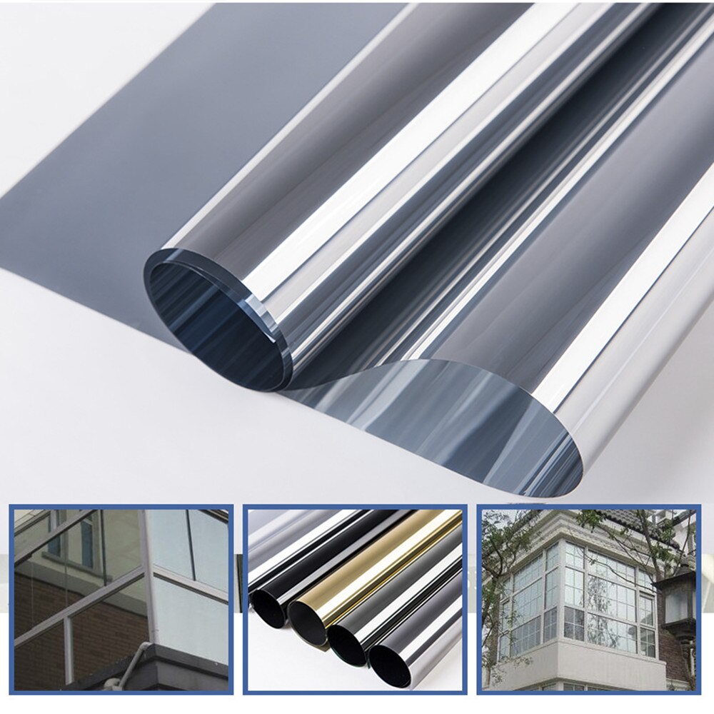 300*50CM Wasserdichte Fenster Film Ein Weg Spiegel Silber Isolierung Aufkleber UV Ablehnung Privatsphäbetreffend Fenster Tönung Film Hause dekoration