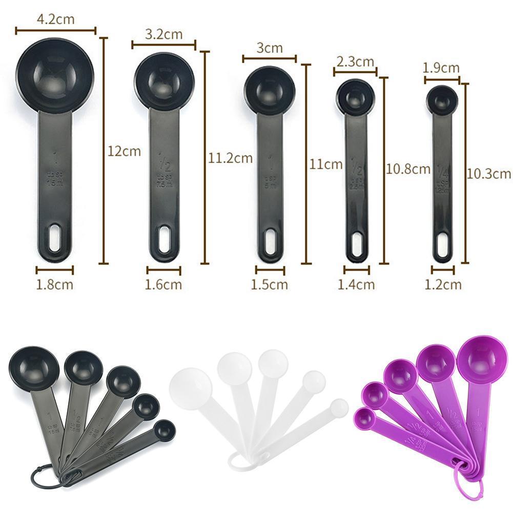 5 Stks/einstellen Kunststoff Teelöffel Löffel einstellen Mit Skala Backen Farbe Diy Meter Werkzeug Schlüssel Backen Spielereien Löffel Küche m5E1