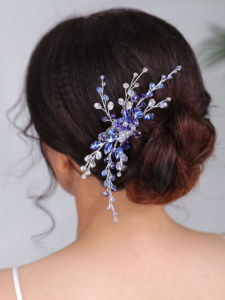Bohemien Haar kamm Blau Kopfschmuck Kristall Fascinators Strand hochzeit Kopfschmuck schick Headwear haar zubehör für frauen hochzeit