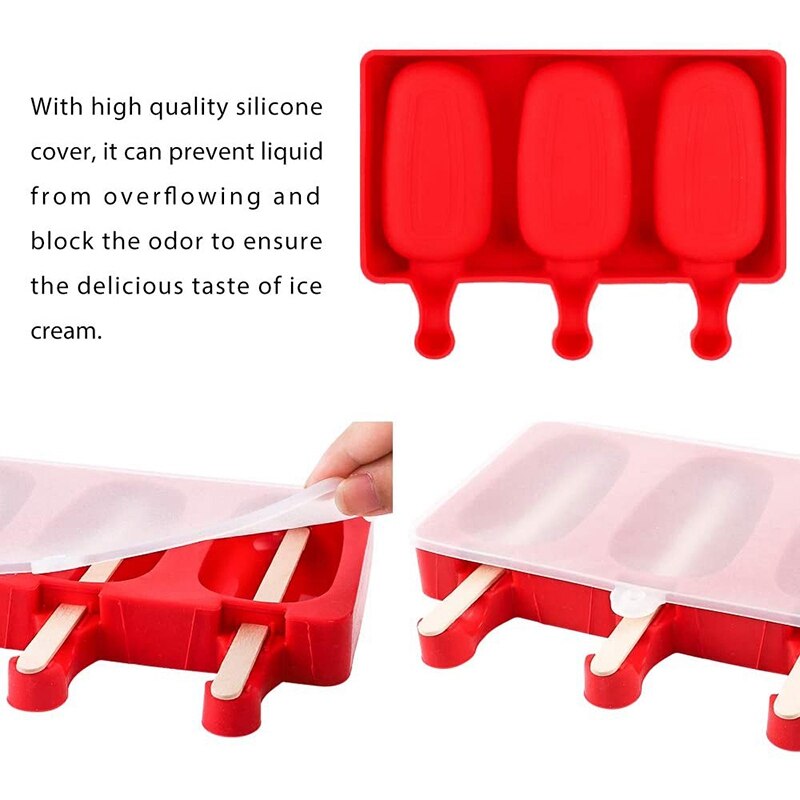 3 silikon sicle Formen mit Deckel, 3 Deckel, 150 Holz Stöcke, Eis Eis Formen
