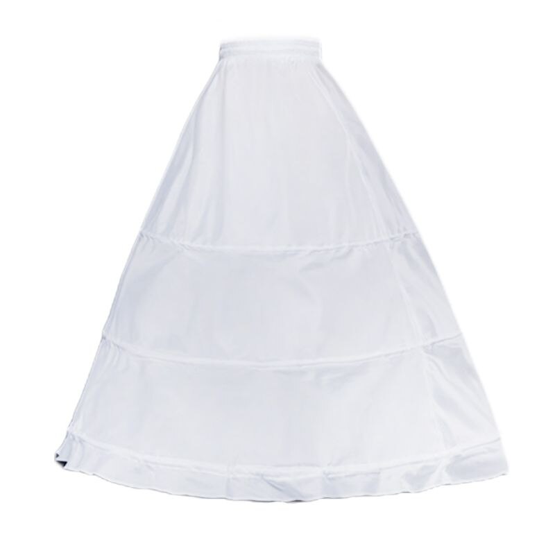 Frauen Einzigen Schicht 3 Reifen Weiß Petticoat Hochzeit Gridal Kleid Kleid Braut Krinolinen Kordelzug Taille A-Linie Unterrock