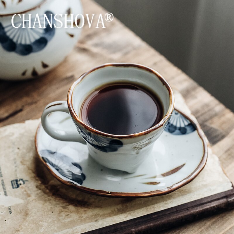 CHANSHOVA Chinesischen retro Stil Hand Bemalt Keramik 200ml Tee tasse kaffee tasse und untertasse einstellen persönlichkeit becher China Porzellan h360