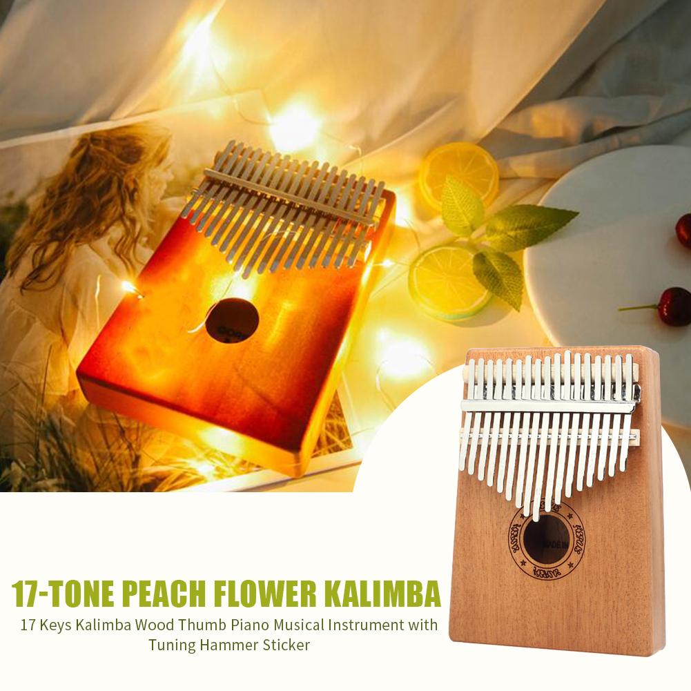 17 schlüssel Kalimba Holz Mahagoni Daumen Klavier Für Anfänger Klavier Instrument mit stimmen Hammer Tuch Aufkleber Paket Tasche