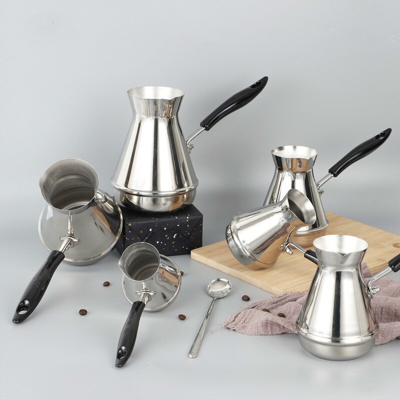Edelstahl Türkischen Kaffee Topf Arabica Kaffee Hersteller Wasserkocher Perkolatoren Europäischen Lange Griff Mokka Moka Töpfe MJ714