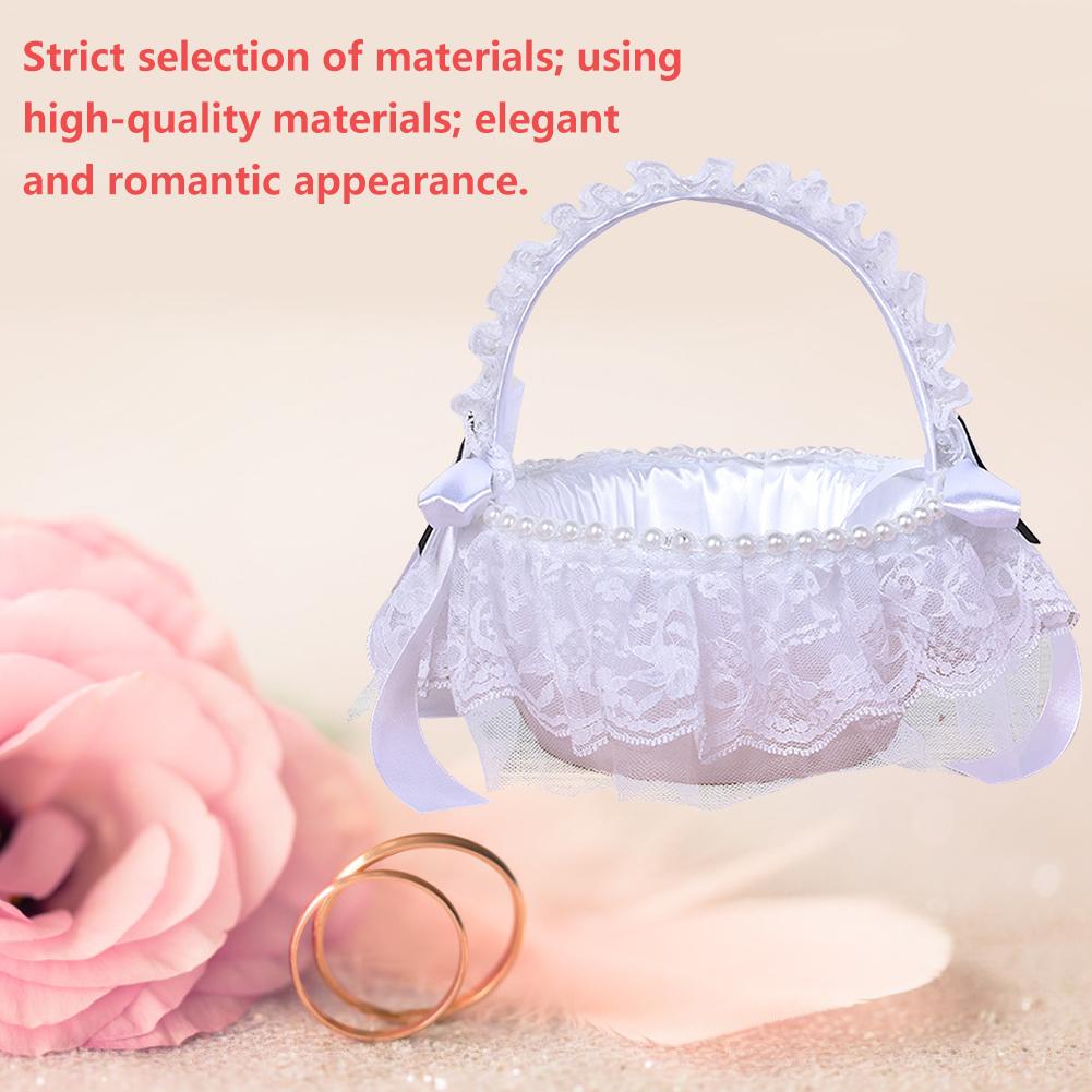 Hochzeit Ring Kissen Kissen Blume Korb einstellen Weiß für Hochzeit Zeremonie