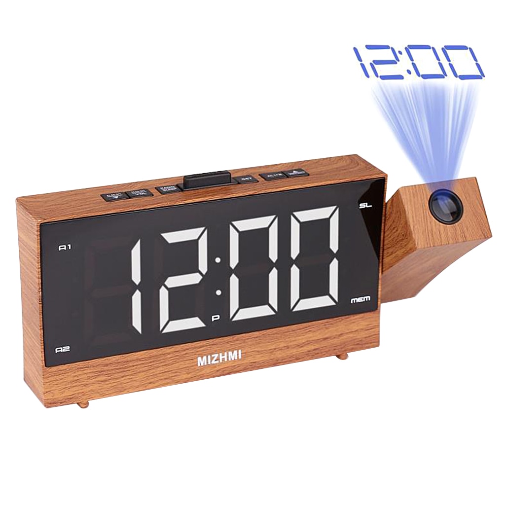 Projektion Radio Wecker LED Digital Schreibtisch Tisch Uhr Schlummern Funktion Einstellbar Projektor FM Radio mit Schlaf Timer