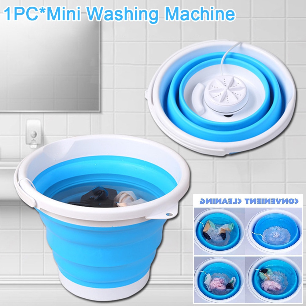 Wäsche Reiniger Ultraschall Turbinen Unterwäsche Klapp Tragbare Kleidung Mini Waschmaschine Eimer Schlafsäle USB Verbindung Badewanne