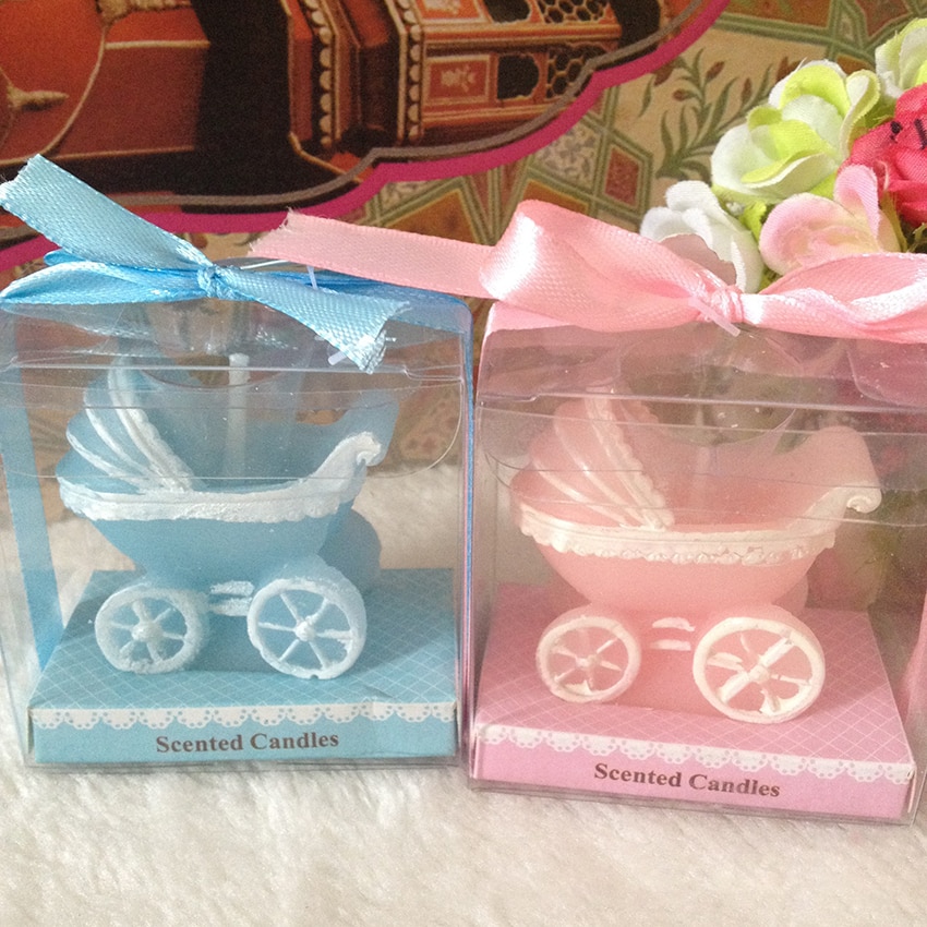 Baby Wagen Kerze Baby Dusche Geburtstag Kuchen Dekorative Kerze, Kuchen Cupcake Deckel Kerze für Baby Party , blau, Rosa
