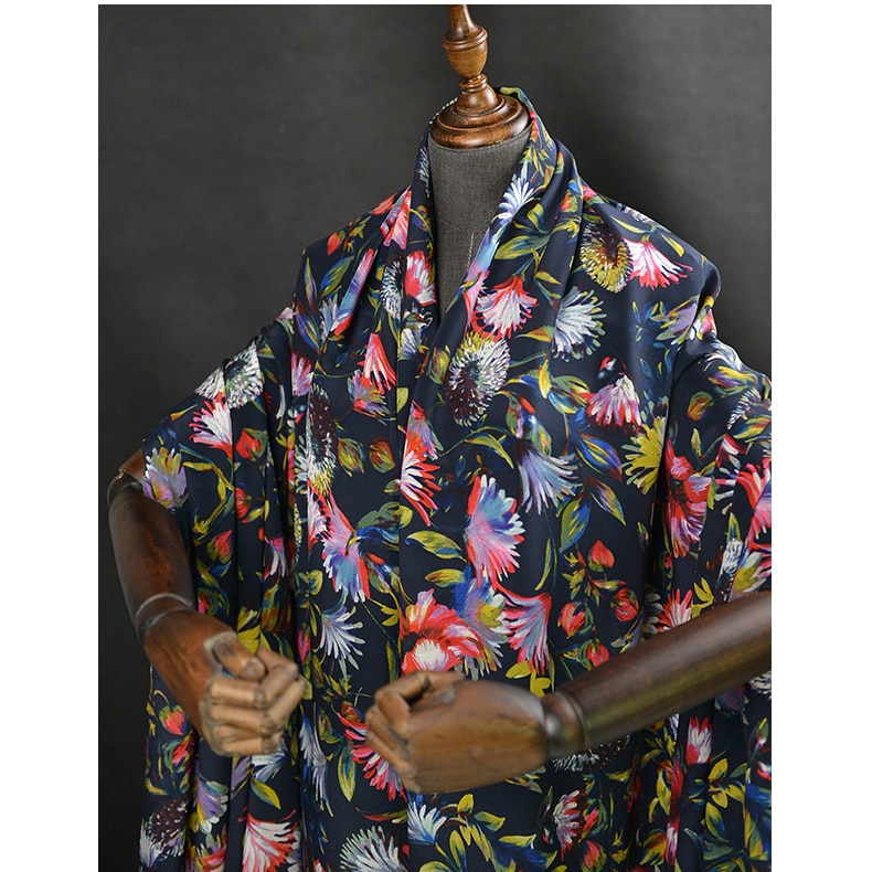 Digitale sprühen Malerei Krepp de Chine Seide Stoff 100% Seide Chinesischen Cheongsam Kleid Stoff