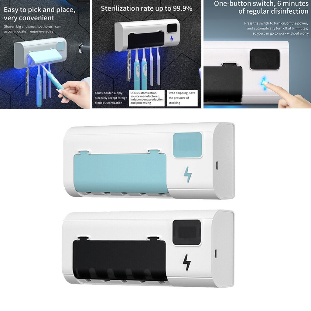 UV Zahnbürste Sanitizer Schlecht Zahnbürste Halfter Zauberstab Montiert Schwarz