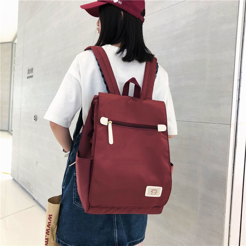Frauen Einfarbig Rucksack Nylon Große Kapazität Rucksack Schule Schulter Tasche Für Teenager Mädchen Mochilas Weibliche Rucksack